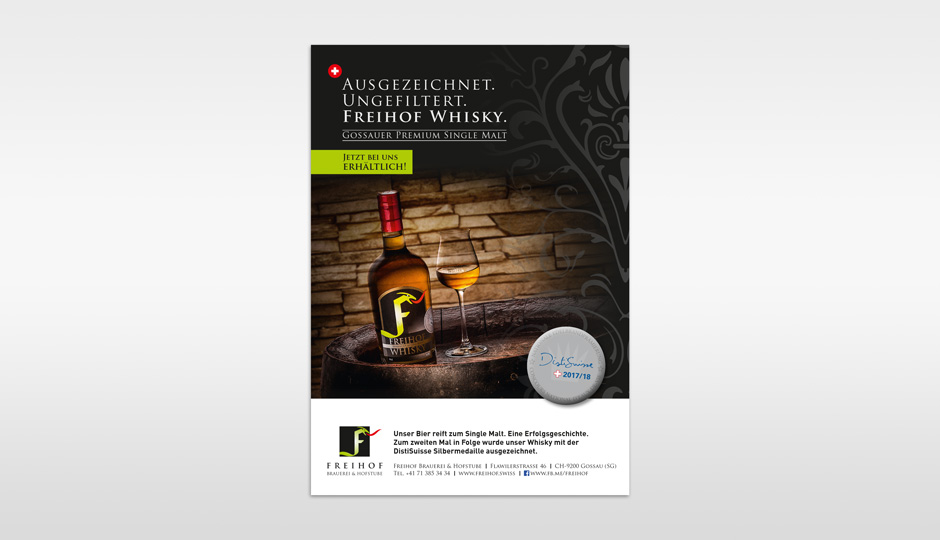 Freihof Bierwerbung 2019 PlakatA3 Whisky variabel Medienvielfalt