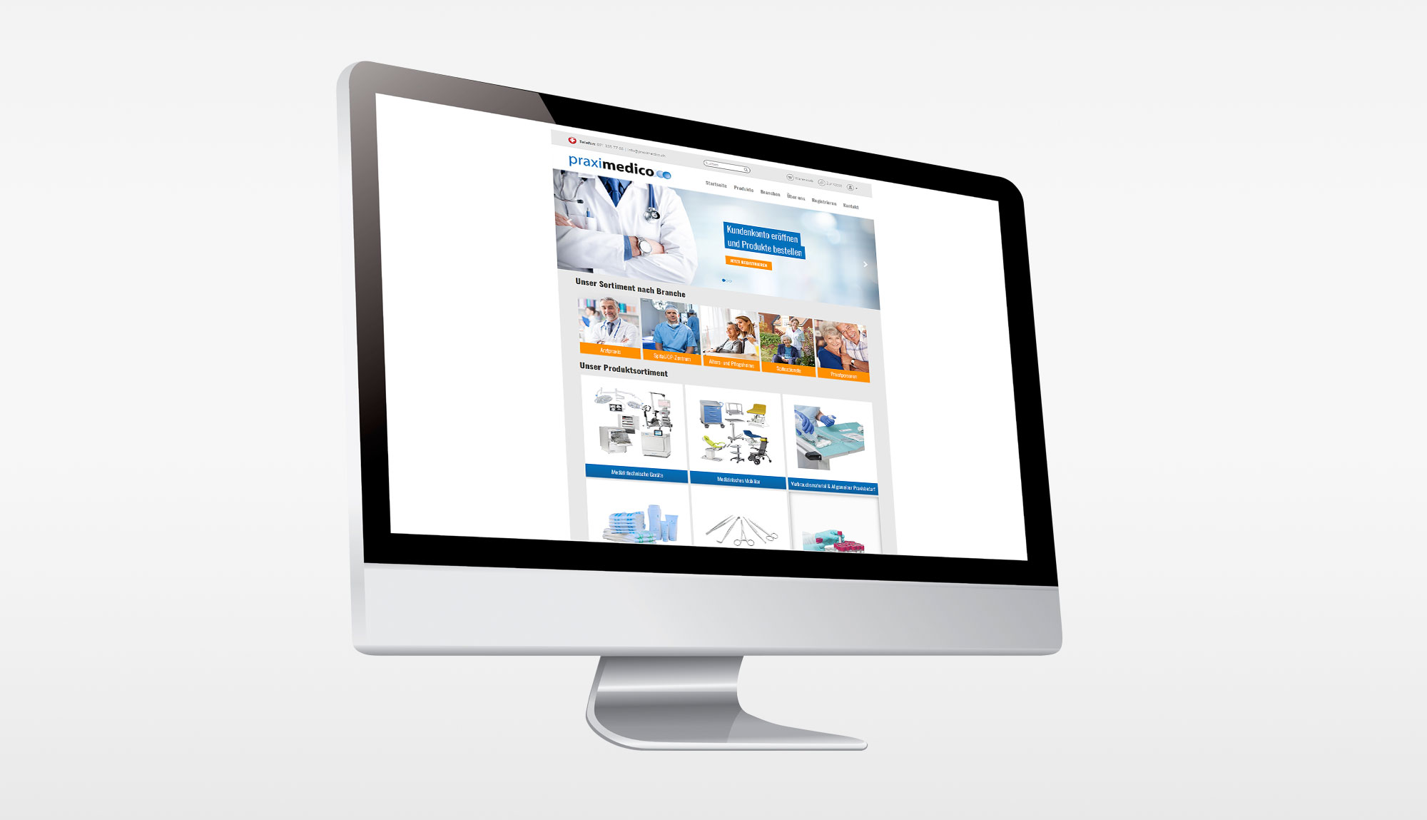 Praximedico Webseite Mockup variabel Medienvielfalt