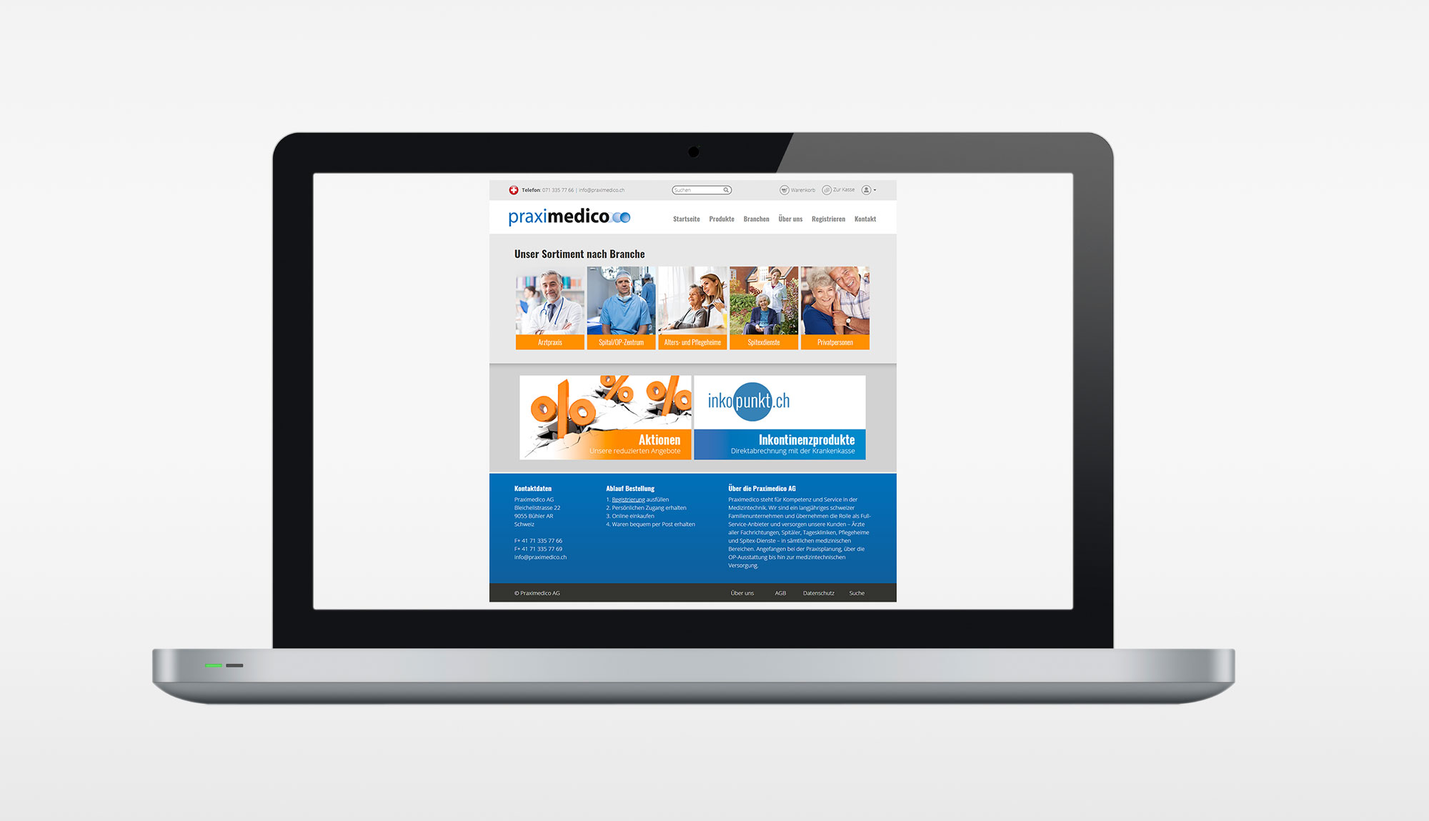 Praximedico Webseite Mockup gerade variabel Medienvielfalt