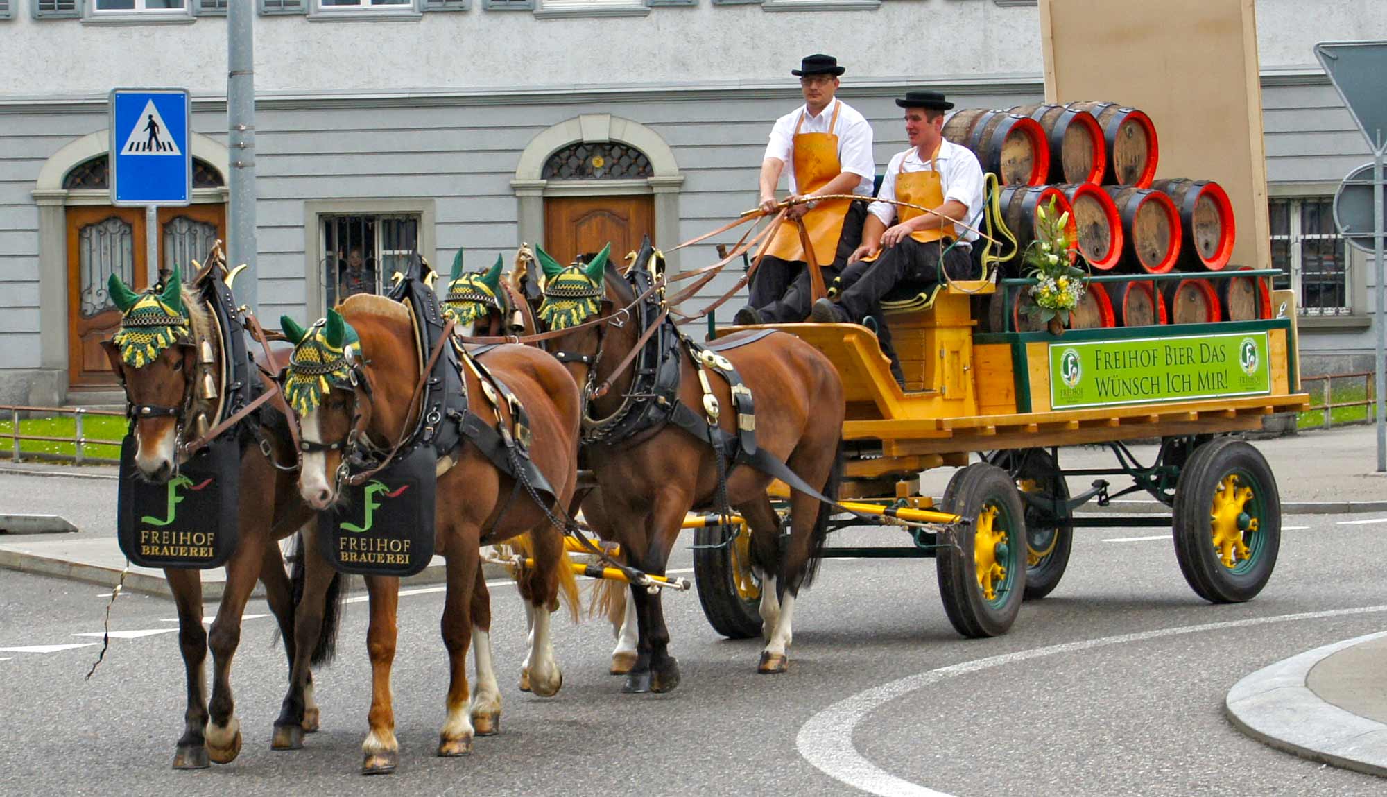 Freihof Bierwagen Kutsche Pferde variabel Medienvielfalt